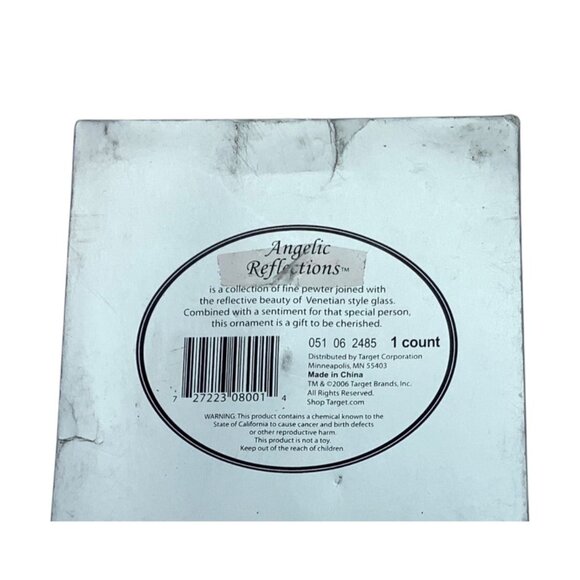 Vtg Angelic Reflections Pewter Angel Glass Ornament 6" Friendship Gift Target - Picture 4 of 5